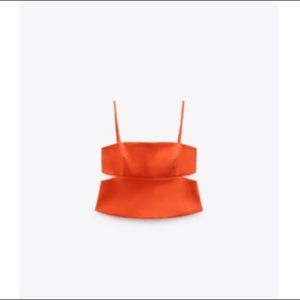 Zara orange cropped top with cutouts